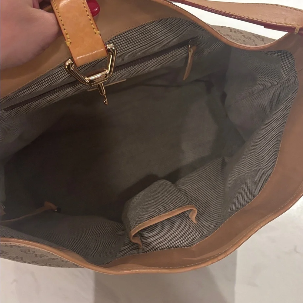 Dooney & Bourke Brown Monogrammed Women's Bucket Hobo Bag